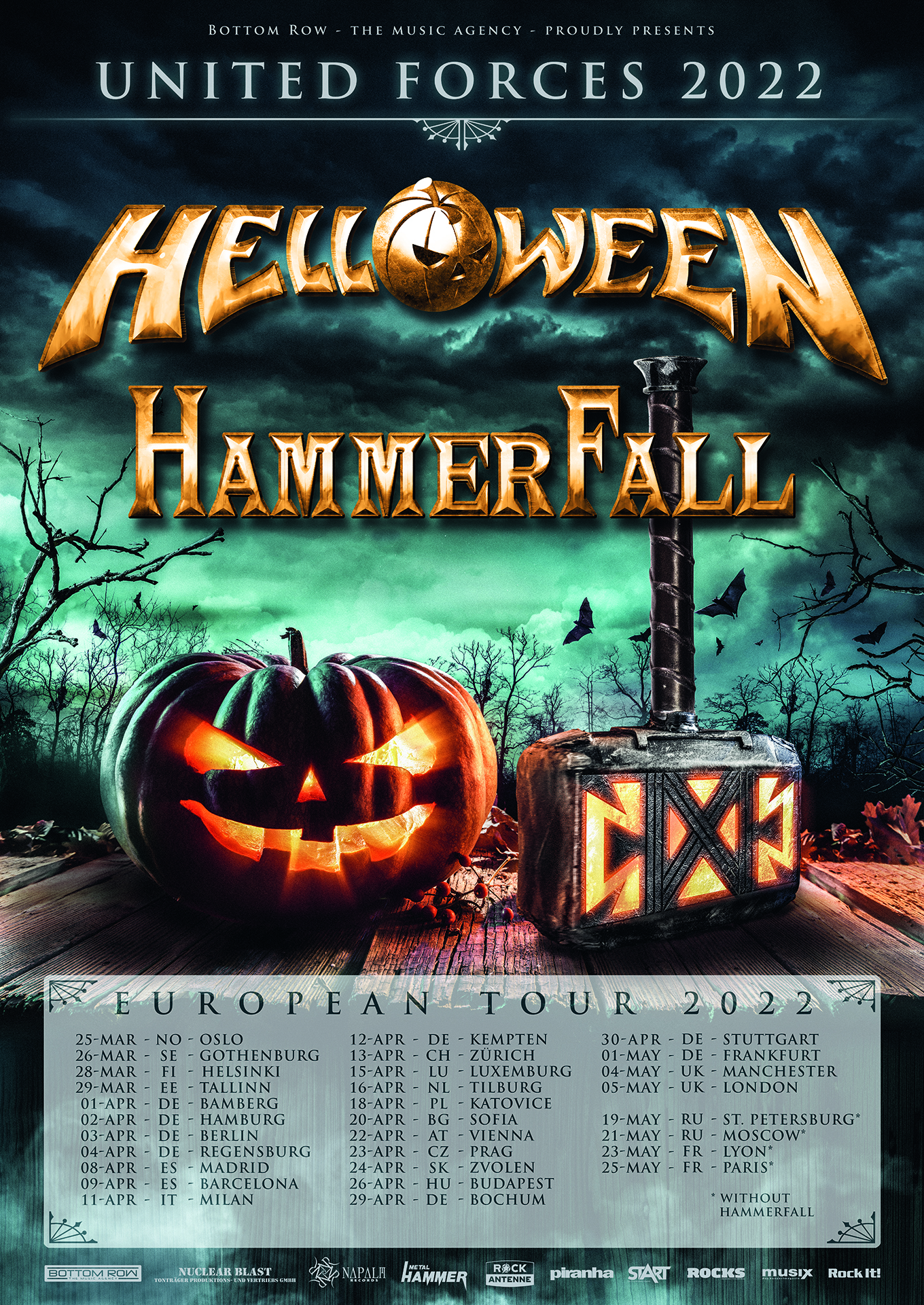 Ein Plakat für die gemeinsame Tour von Hammerfall und Helloween