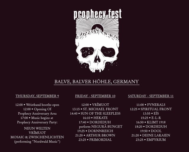 Prophecy Fest Running Order