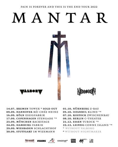Ein Flyer mit Tourdaten von Mantar und Valborg